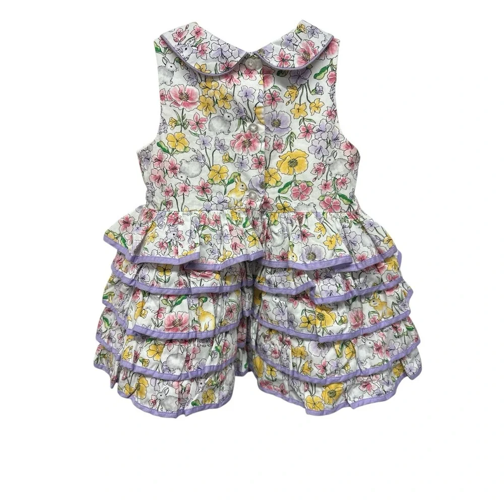 Pippa & Julie Baby Girl Floral Bunny Print Ruffled Dress Easter Spring 18 Months